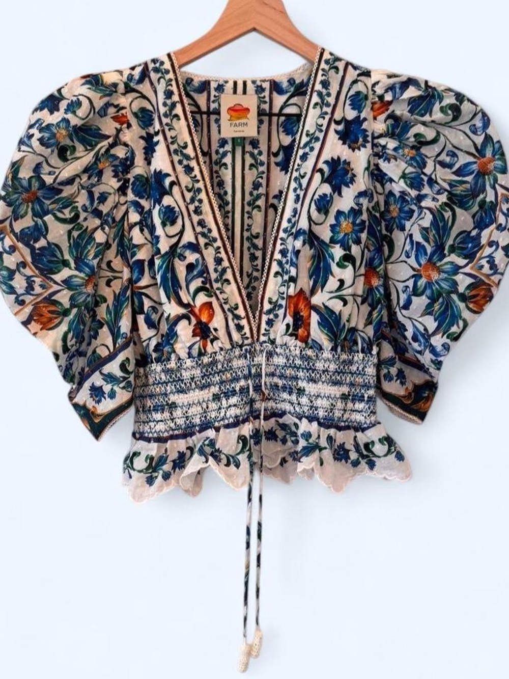 FARM RIO - FLORA TILE SMOCKED BLOUSE